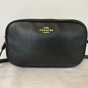 Coach Jamie Mini Camera Bag Black Pebbled Leather Crossbody